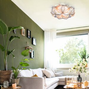 Plafonnier Slamp La Vie ambre de 47 cm au motif floral sculptural