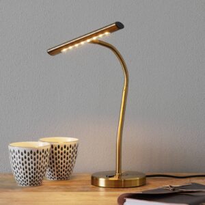Lampe de table LED Curtis en métal laiton vieilli avec tête flexible