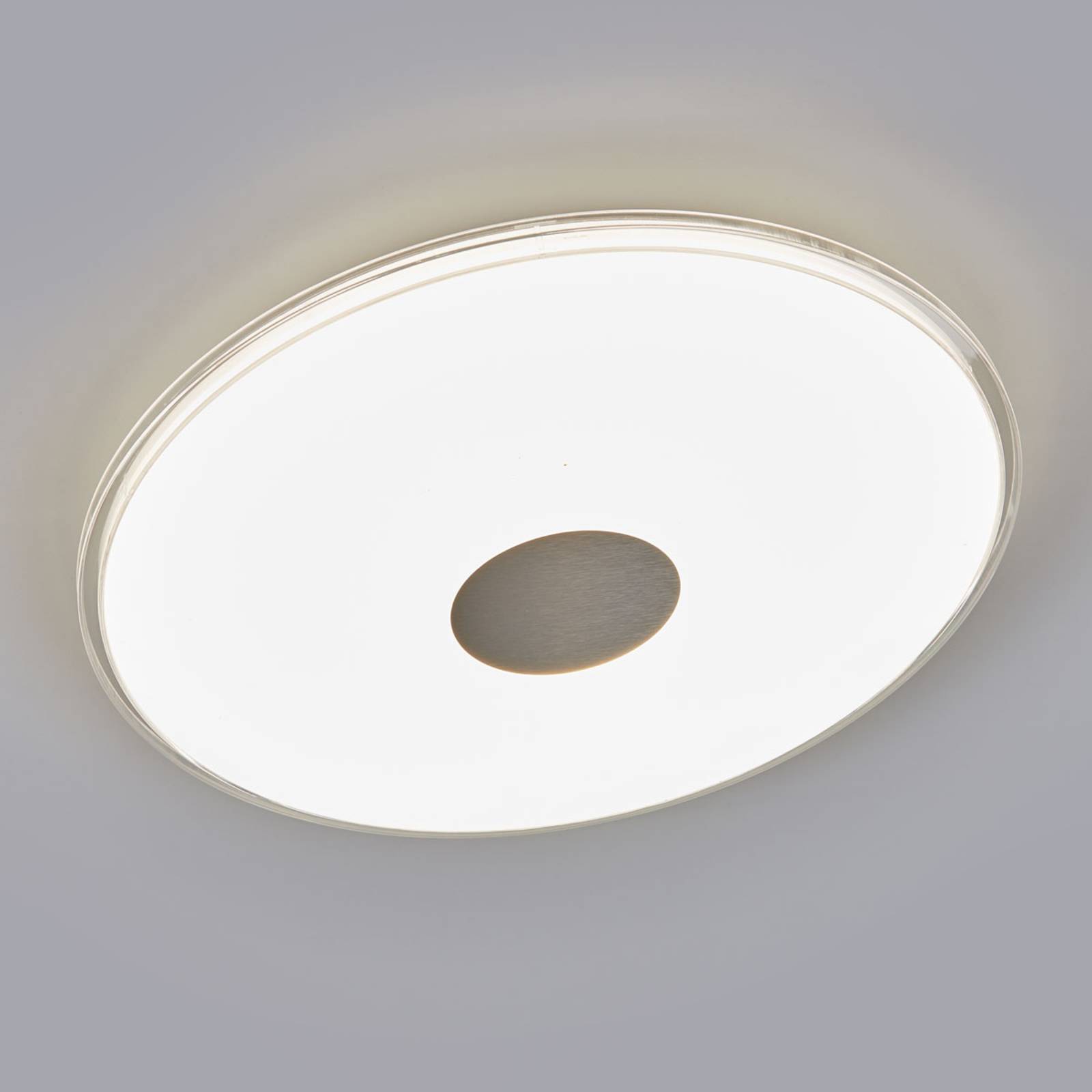 Plafonnier LED Shogun rond blanc satiné avec effet scintillant au plafond — vue 3