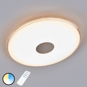 Plafonnier LED Shogun rond blanc satiné avec effet scintillant au plafond