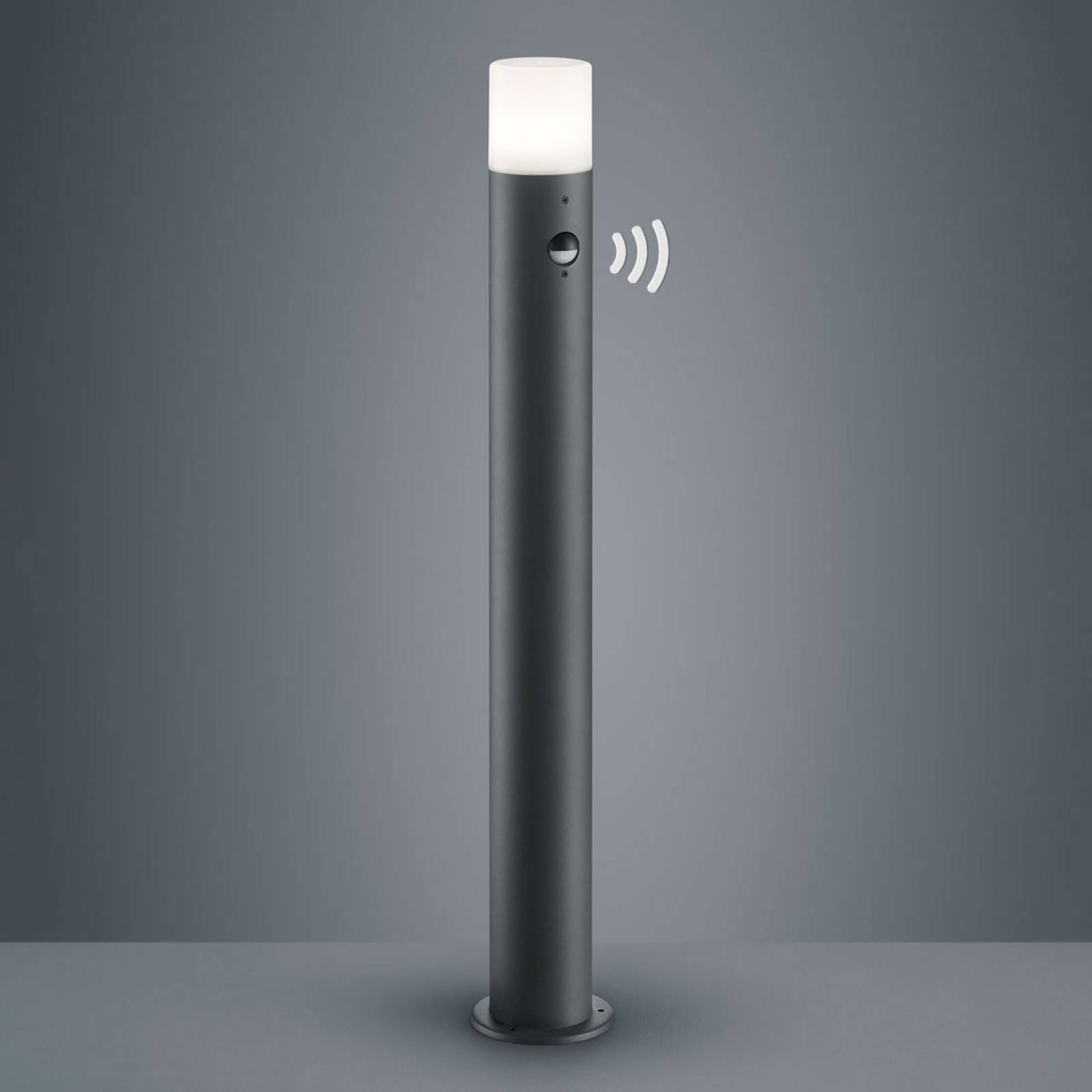 Borne lumineuse Hoosic anthracite avec abat-jour blanc et détecteur intégré — vue 2