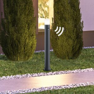 Borne lumineuse Hoosic anthracite avec abat-jour blanc et détecteur intégré
