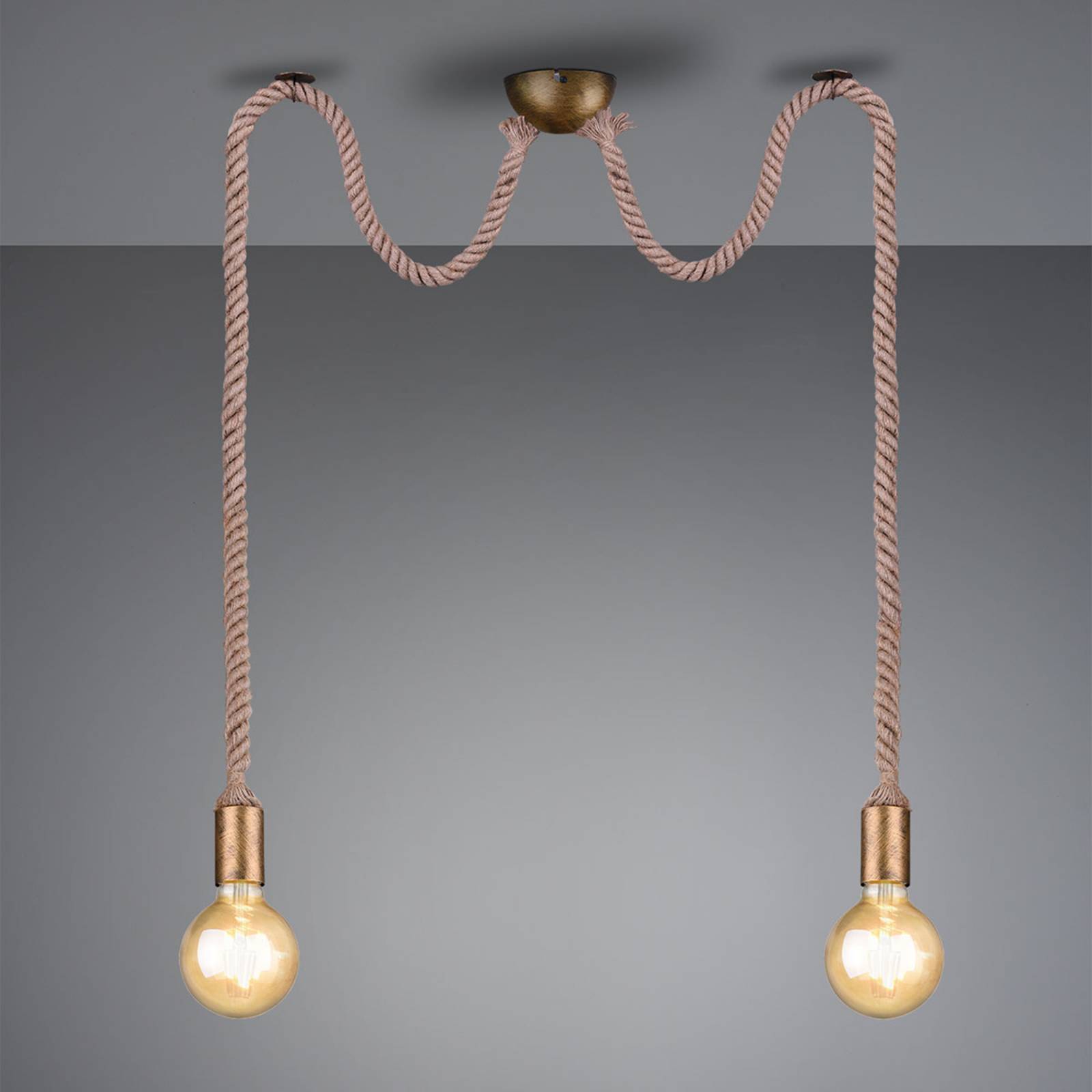 Suspension Trio Lighting Rope à deux douilles E27 et cordons épais