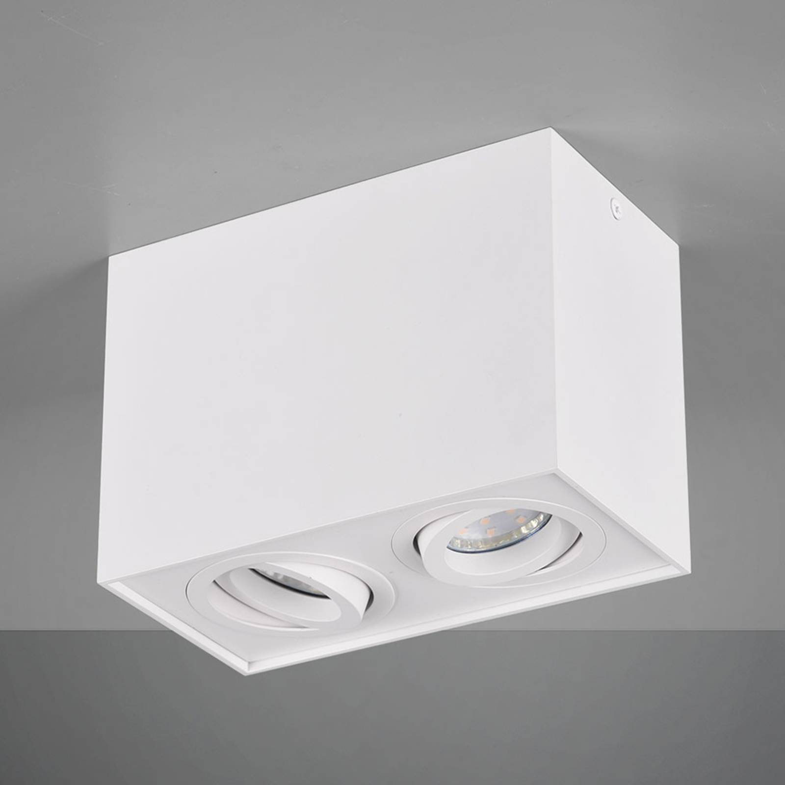 Plafonnier Trio Lighting Biscuit blanc carré avec deux lampes orientables — vue 2