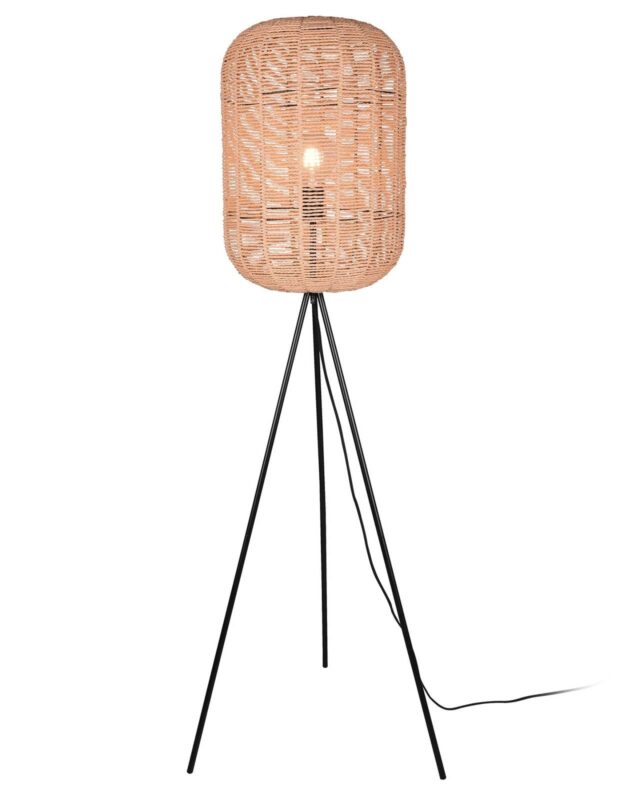 Lampadaire Trio Lighting Runa avec abat-jour en sisal pour un intérieur chaleureux