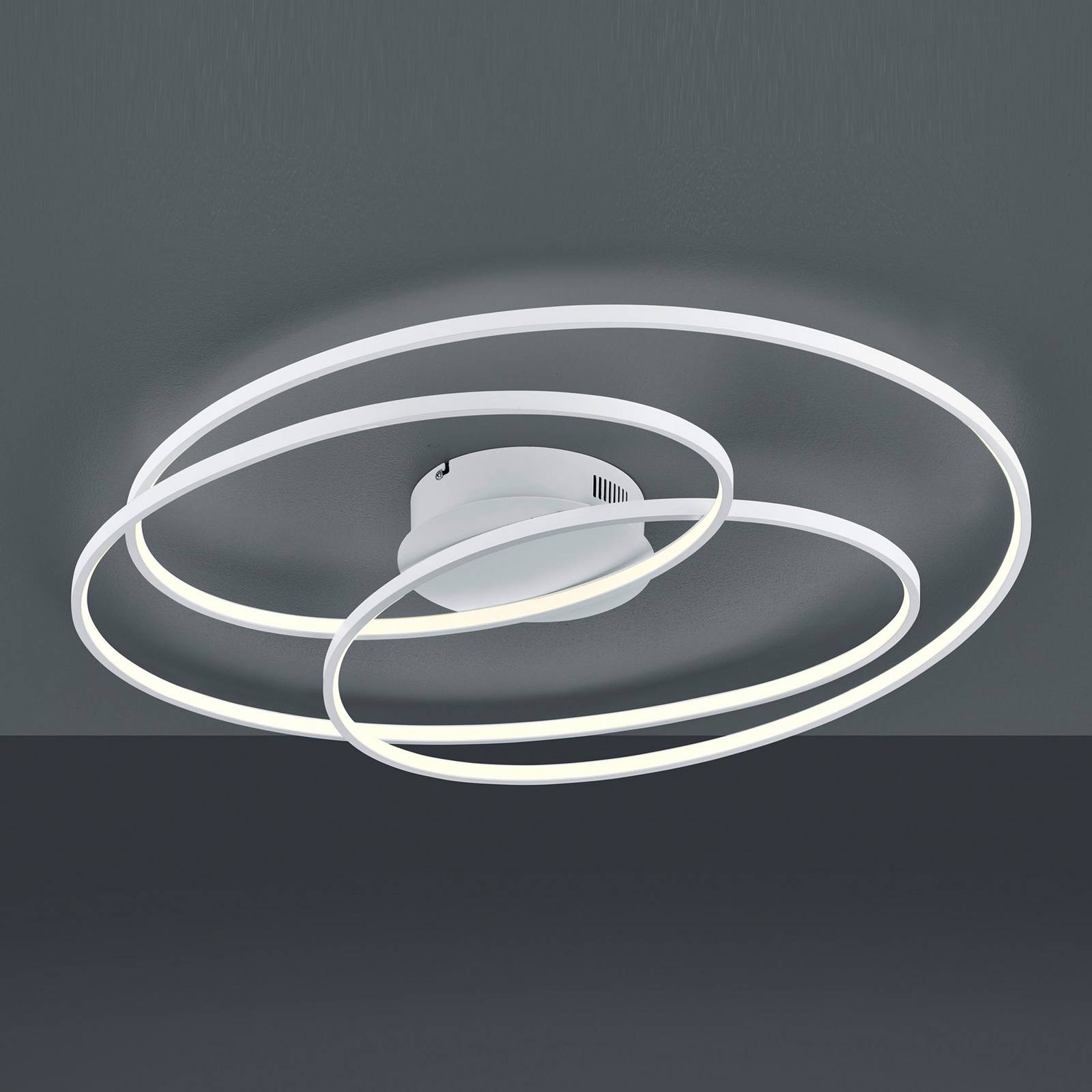 Plafonnier LED Gale blanc mat au ruban métallique ondulant de 80 cm