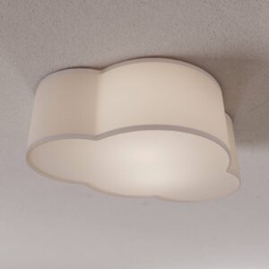Plafonnier Cloud gris en textile et métal, modèle de 41 cm de longueur