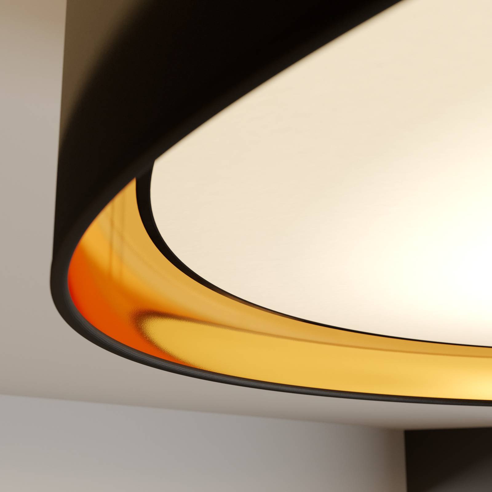 Plafonnier TK Lighting Hilton noir et doré en textile et métal, diamètre 60 cm — vue 4