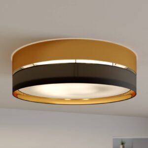 Plafonnier TK Lighting Hilton noir et doré en textile et métal, diamètre 60 cm