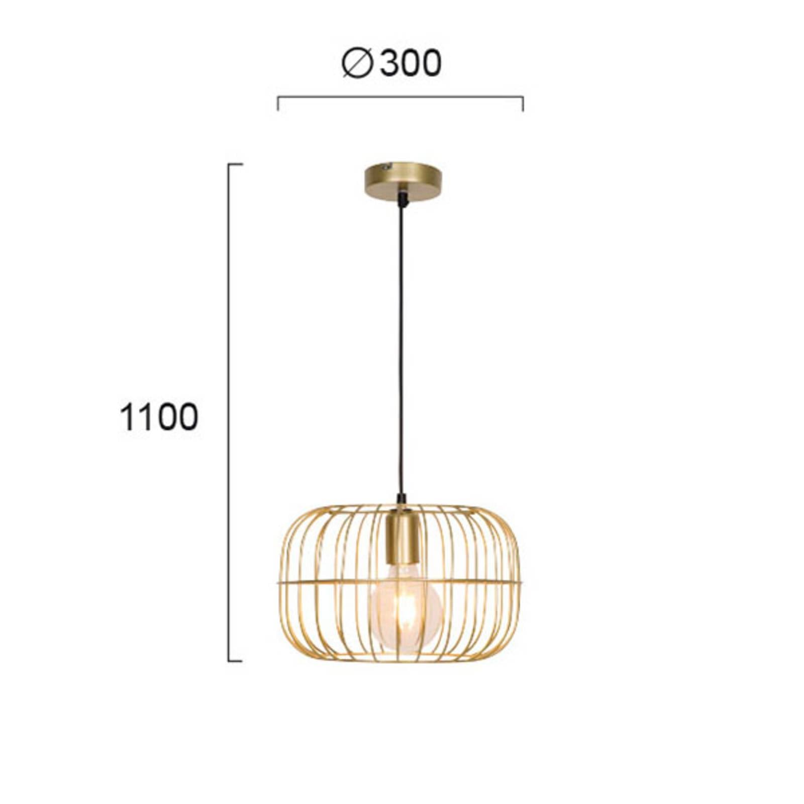 Suspension Viokef Zenith dorée en cage ajourée avec ampoule apparente