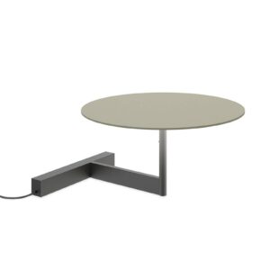Lampe à poser Vibia Flat verte avec LED et plaque métallique géométrique