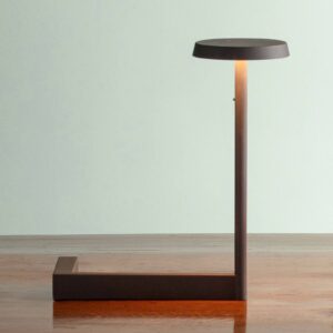 Lampe à poser Vibia Flat noire, silhouette sculpturale et lumière LED douce