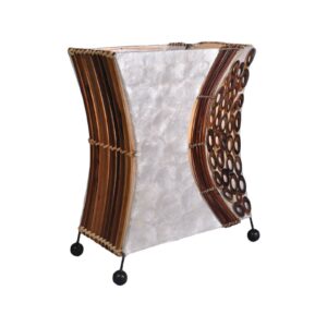 Lampe à poser Wayan en coquillages et bambou, façonnée à Bali